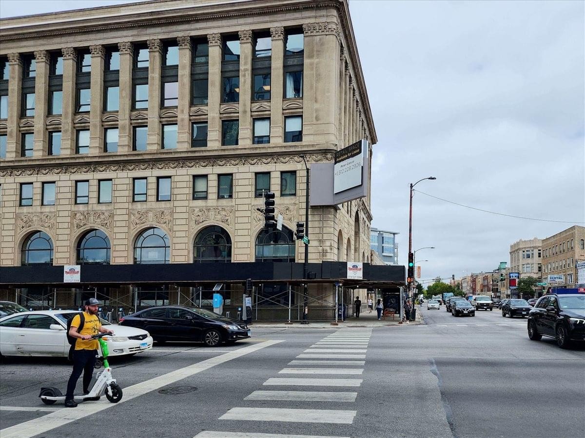 Exterior view of the historic stone facade at 1200 North Ashland Avenue.
