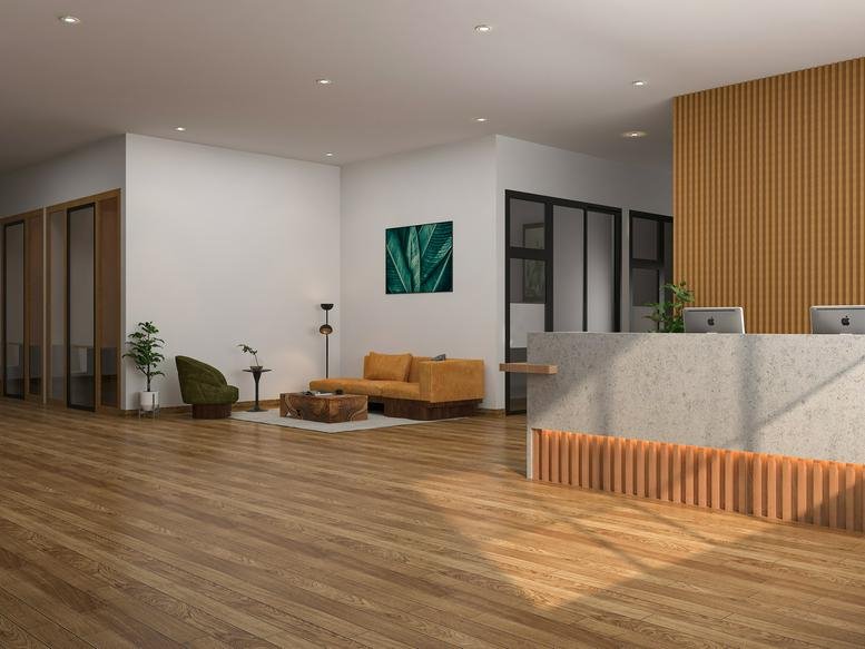 Modern lobby and reception area at 1500 Valley House Drive, Suite 210, Rohnert Park, California.