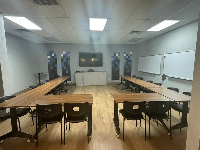 Large classroom-style training room at 1617 Park Place Avenue, Suite 110.