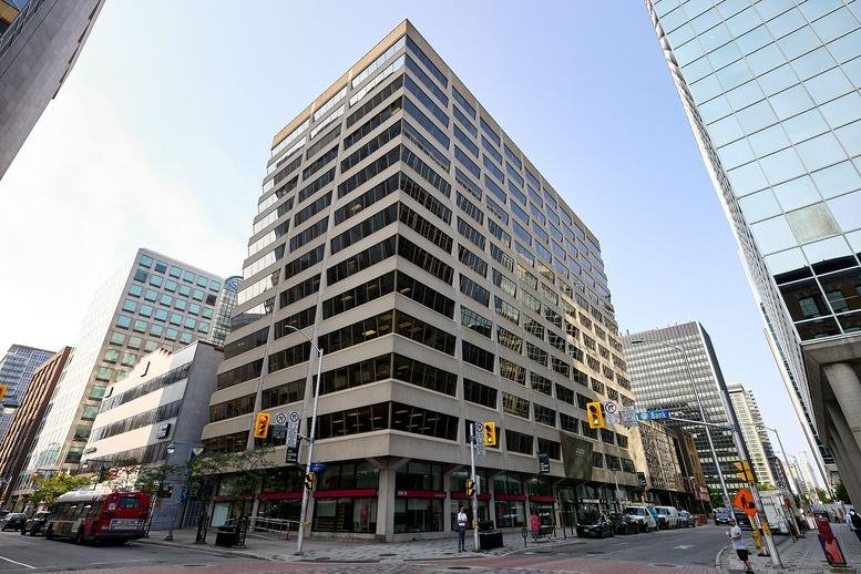 Exterior view of the professional multi-story office building at 222 Queen Street.