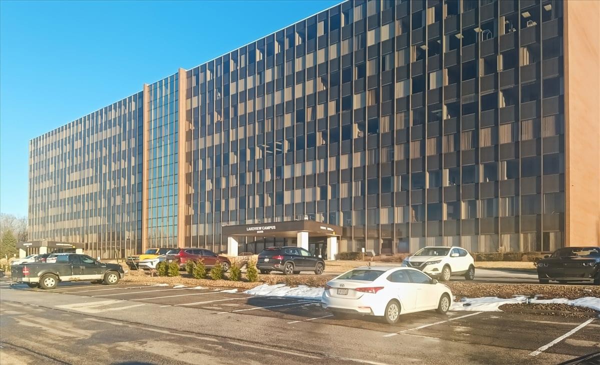Exterior view of the Euclid Office and Medical Plaza under a clear blue sky.