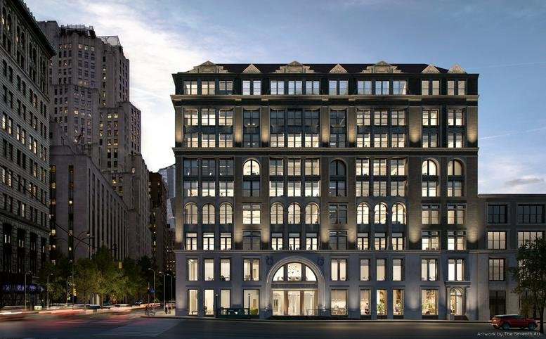 Exterior view of the historic 287 Park Avenue South, United Charities Building Complex at dusk.