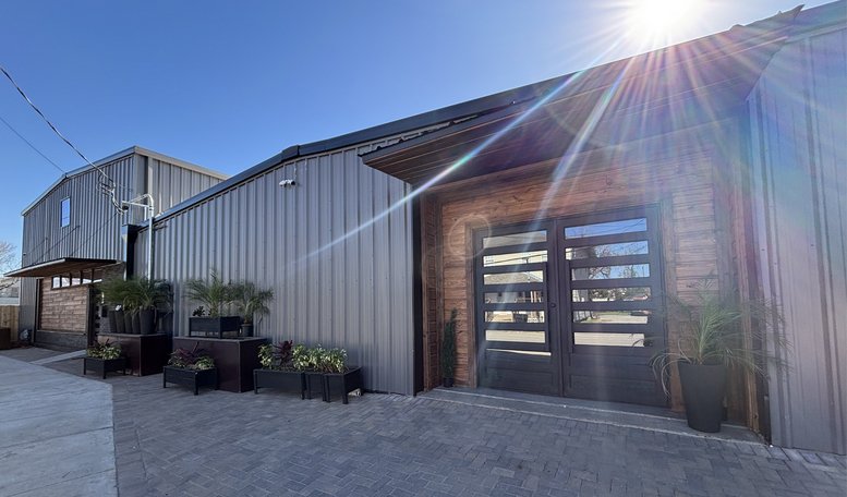 Exterior entrance of the modern industrial building at 301, Adams Street, South Central Houston.