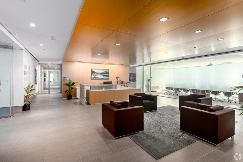 Spacious wood-paneled reception area at 333 Bay Street, Bay Adelaide Centre, West Tower.