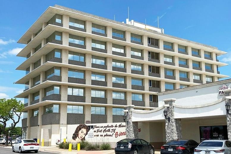 Exterior view of the multi-story The Tower, 4200 South Freeway building at La Gran Plaza.