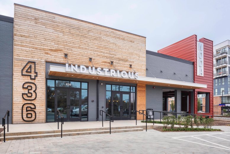 Exterior view of the Industrious building at 436 East 36th Street, 1st Floor, NoDa.