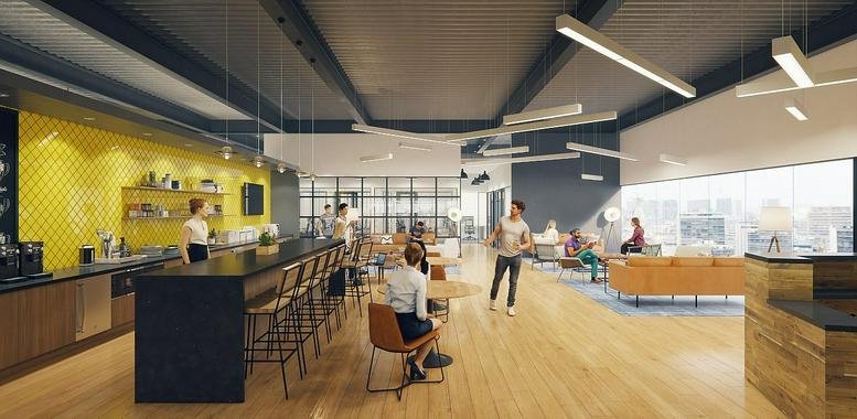 Spacious communal lounge and cafe area at 4900 O’Hear Avenue, Suites 100 & 200, Charleston (South Carolina).