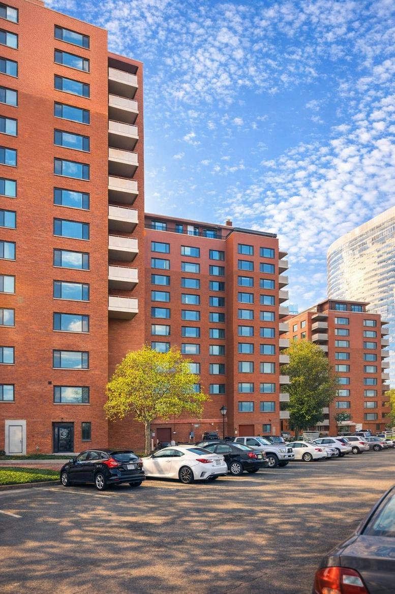 Exterior view of the brick facade at Intelligent Office Rosslyn, 1011 Arlington Blvd.