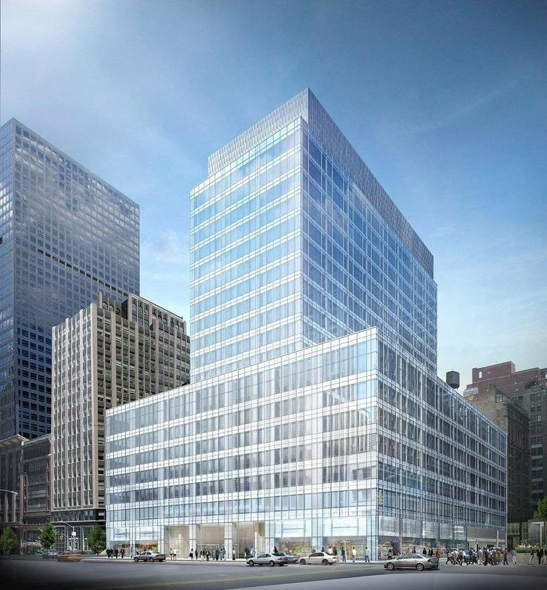 Exterior view of the glass-facade tower at 1120 Avenue of the Americas.