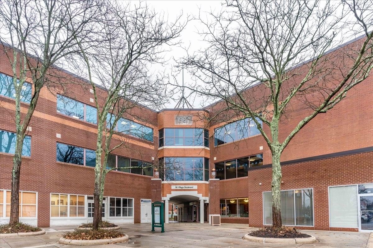 Exterior brick facade of 116 Village Boulevard, Princeton Forrestal Village, Suite 200, Princeton Center.