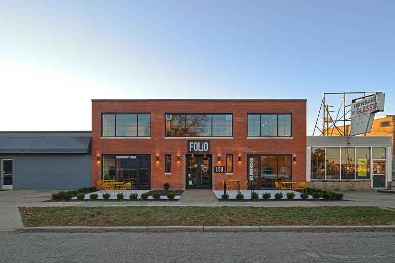 Exterior view of the brick-facade Folio building at 150 Vester Avenue.