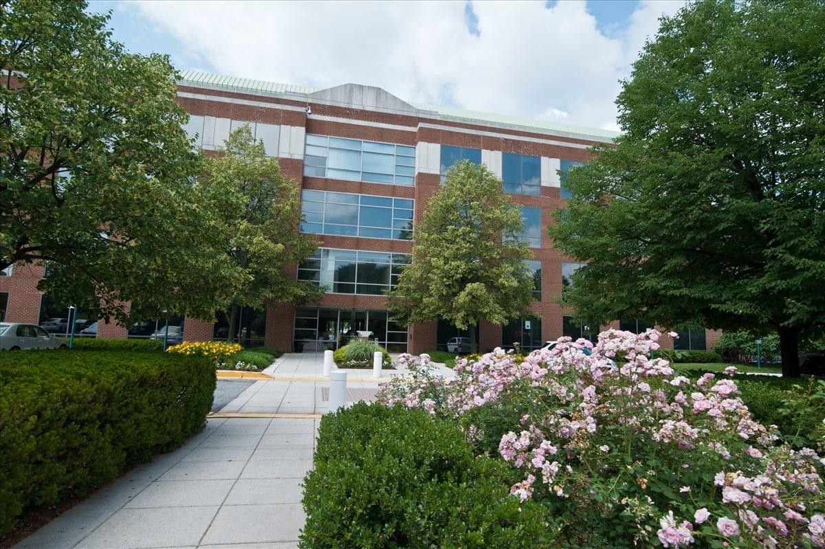 Exterior view of the brick facade building at 1829 Reisterstown Road, Suite 350.