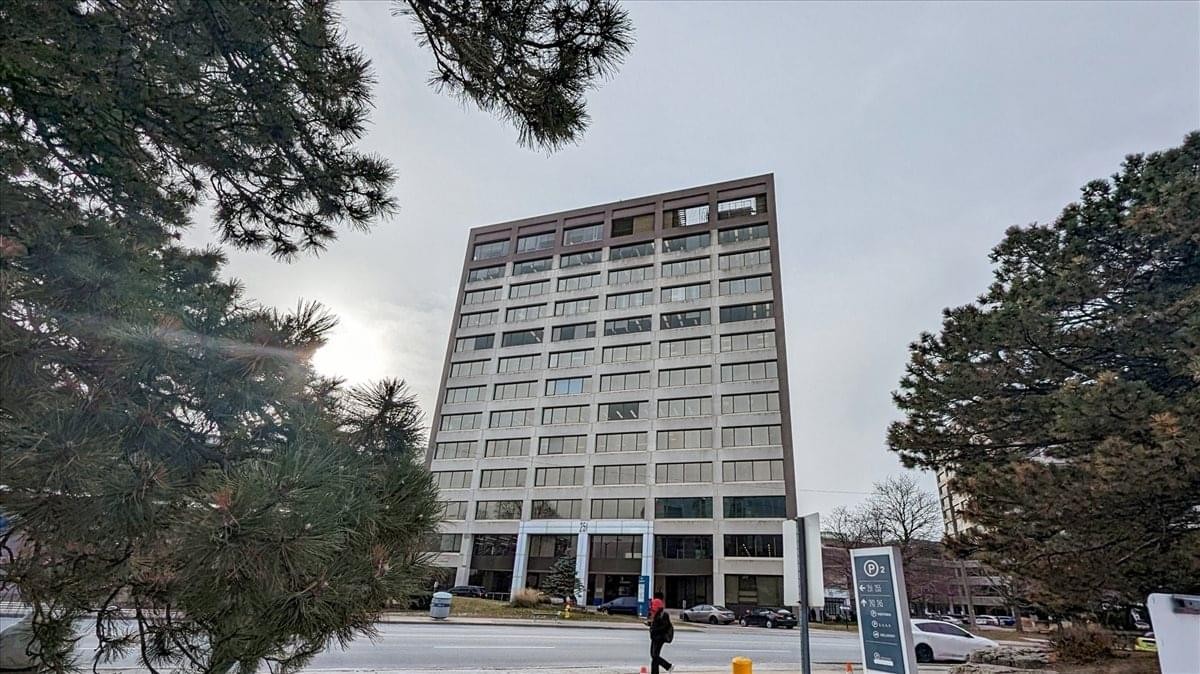 Exterior view of the high-rise office building at 251 Consumers Road (Suite 1200).