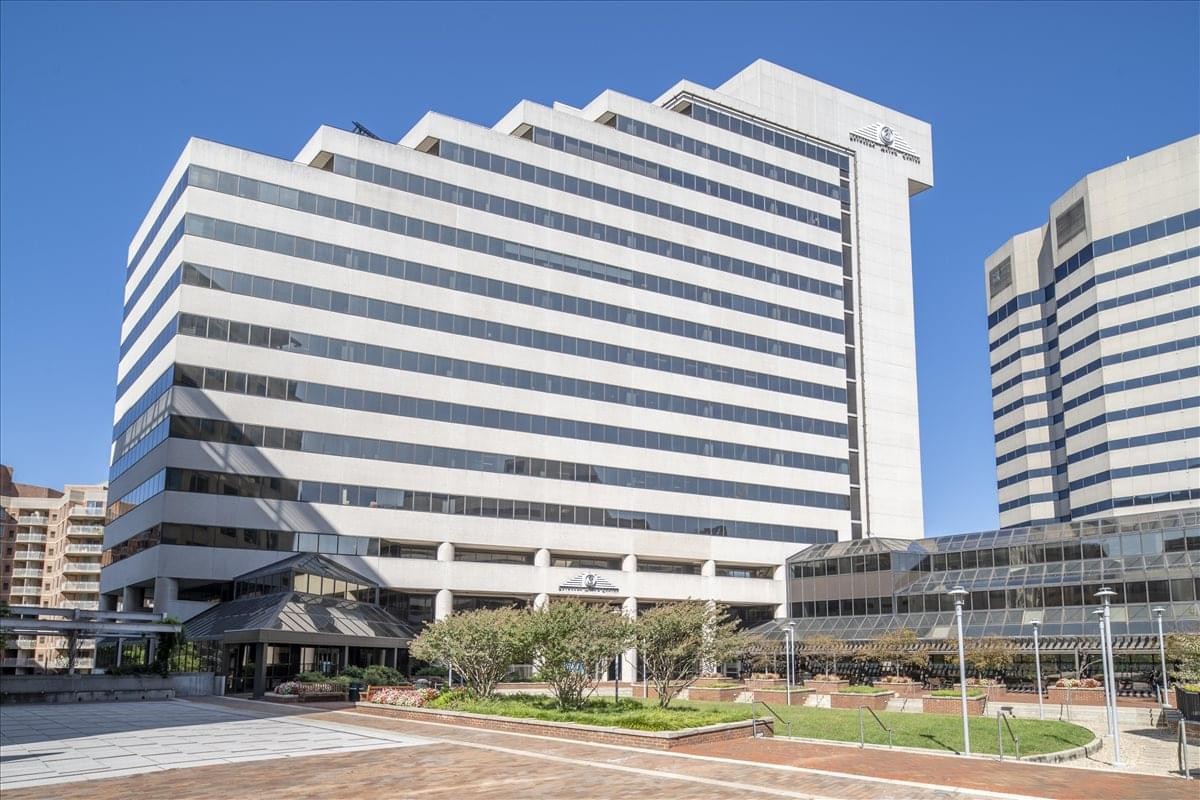 Exterior view of the tiered white facade at 3 Bethesda Metro Center.