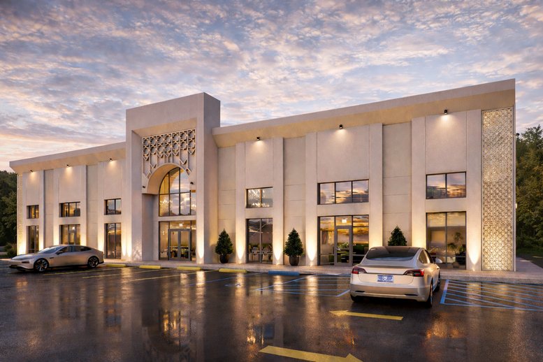 Exterior view of the modern building facade at Ground Floor, 3333 West Grand Parkway North, Katy, Texas.