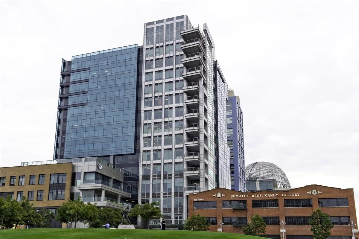 Exterior view of the contemporary high-rise building at 350 10th Avenue.