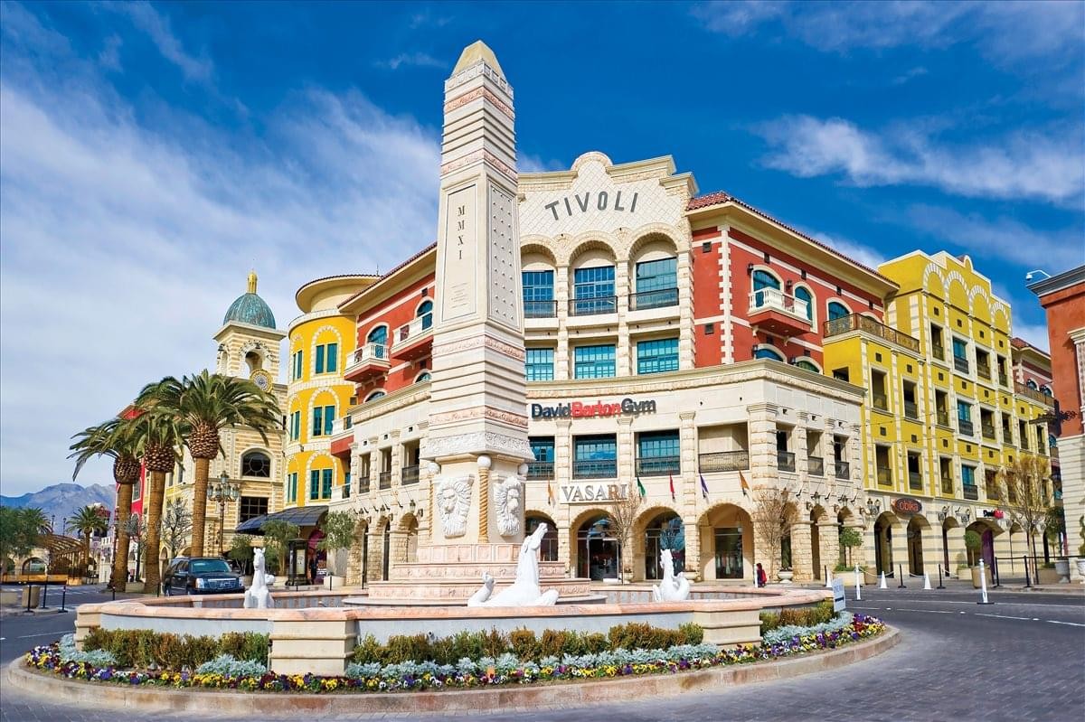 Exterior view of the ornate Tivoli Village building at 410 South Rampart, Suite 390.