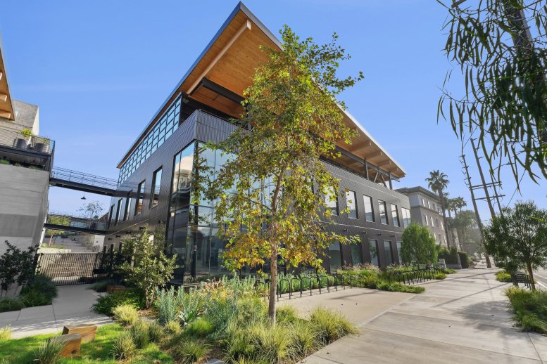 Exterior view of the modern glass and metal facade of Building 3, Suite 220, 4204 Glencoe Avenue.