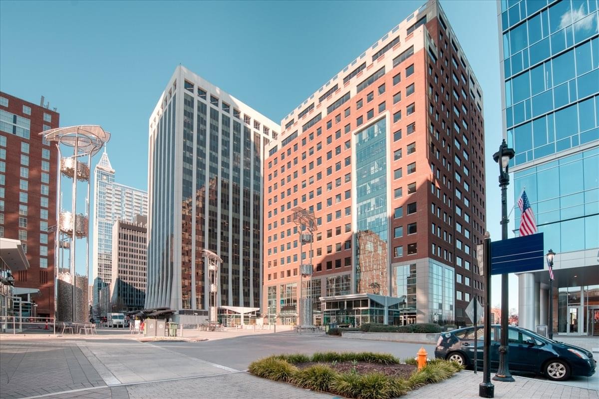 Exterior view of the One Bank of America Business Center in Raleigh.