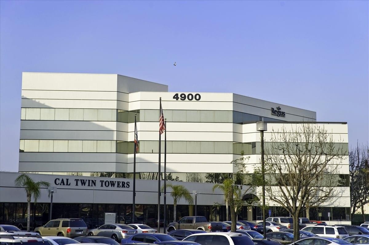 Exterior view of the white facade of the 4900 California Avenue, Tower B-210 building.