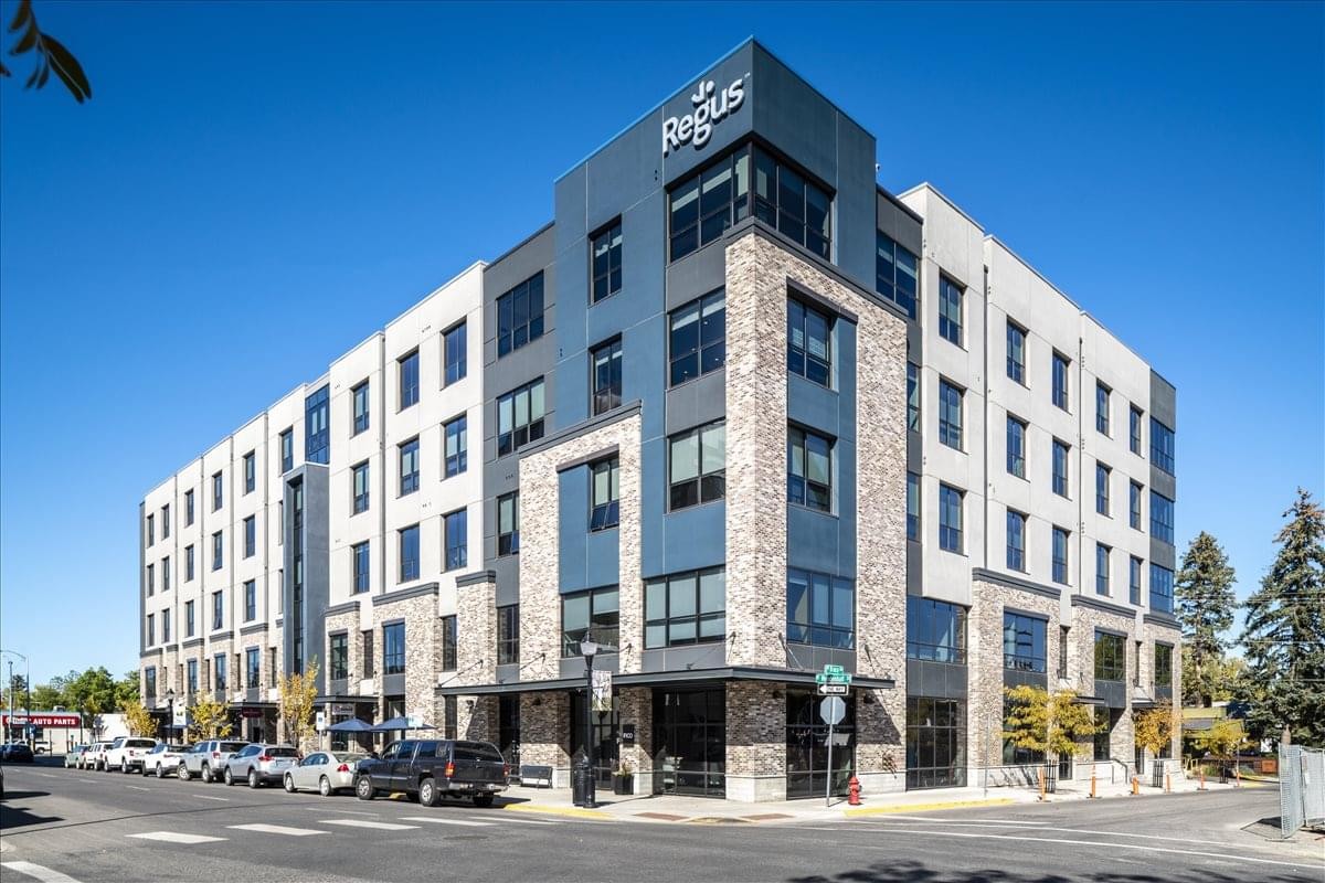 Exterior view of the modern corner building at 5 Mendenhall Street.