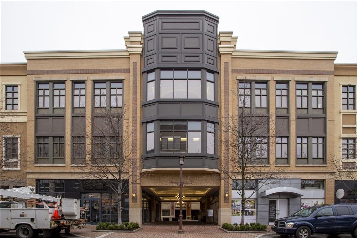 Exterior view of the classic brick and stone facade of 5251 West 116th Place.