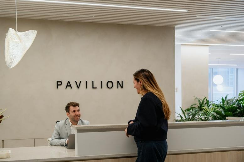 Professional reception area at 550 6 Avenue Southwest, Downtown, Calgary, Alberta.
