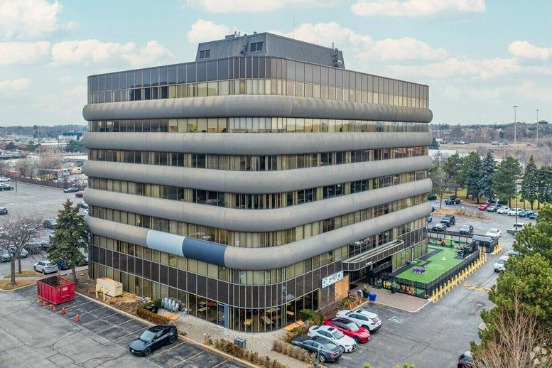 Exterior view of the multi-story WorkPod building at 710 Dorval Drive, Oakville.
