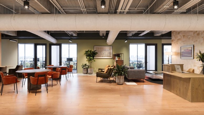 Spacious lounge and reception area at 8484 Wilshire Boulevard, Suite 900, Beverly Hills, California.