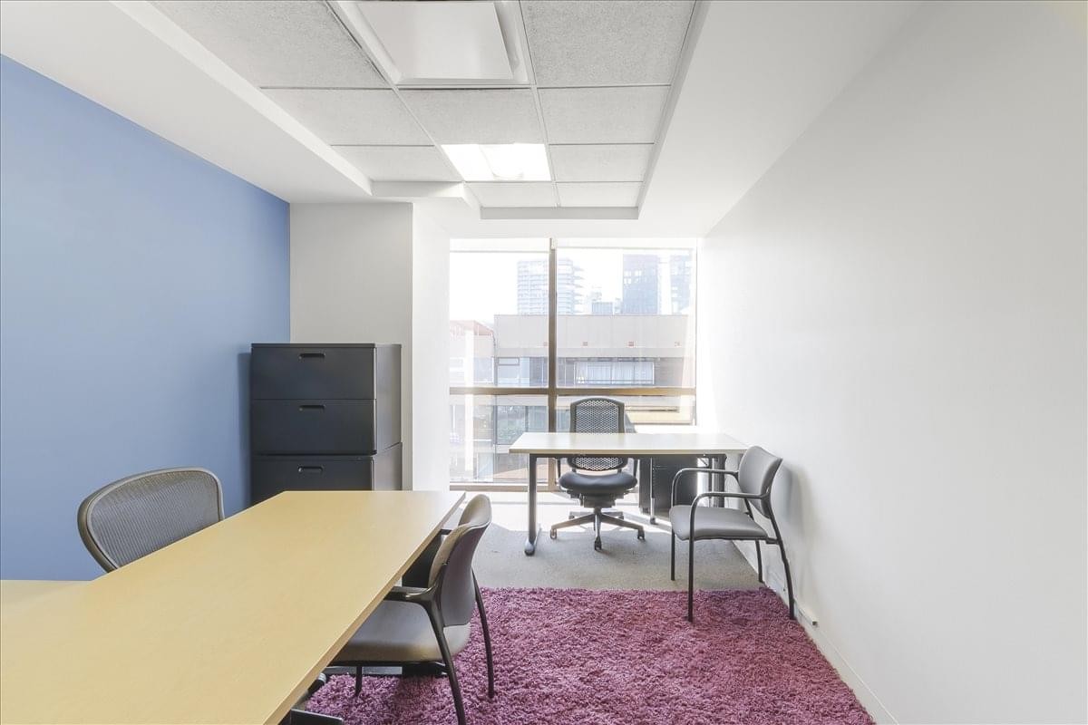 Meeting room at 5th Floor, Aristoteles 77, Polanco, Mexico City with a blue feature wall and city view.