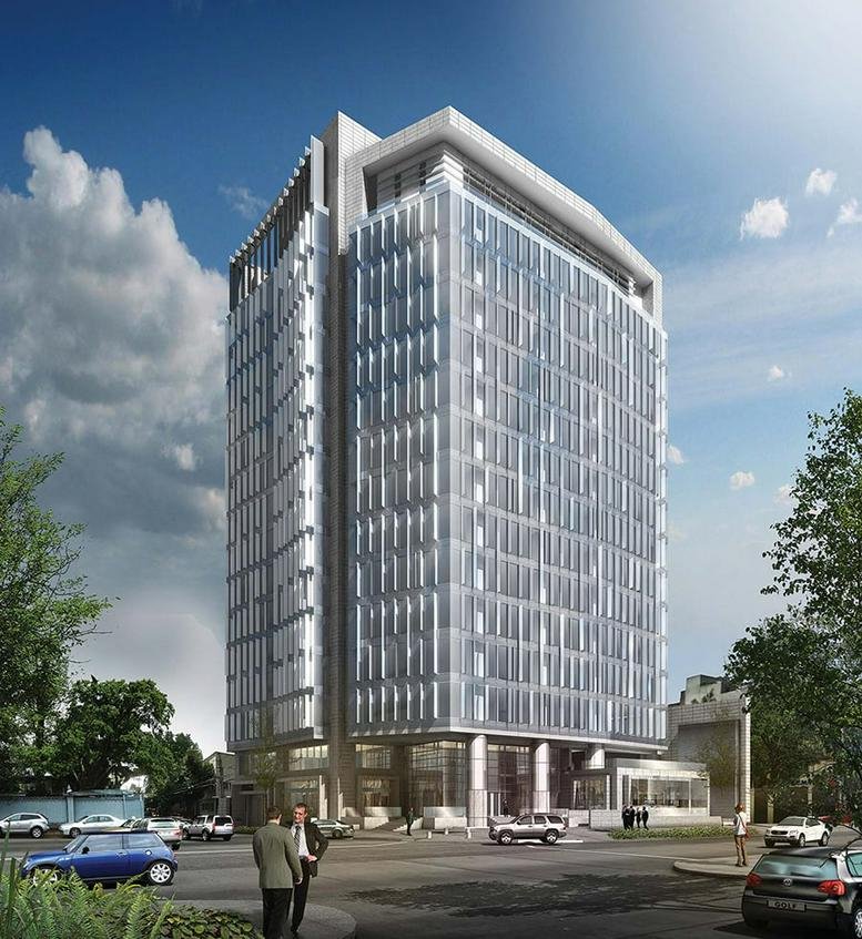 Exterior view of the modern glass-facade tower at Benjamín Hill 1.