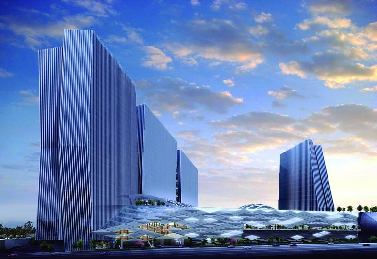 Exterior view of the modern glass-facade towers at Blvd. Manuel Ávila Camacho 5, Lomas de Sotelo.