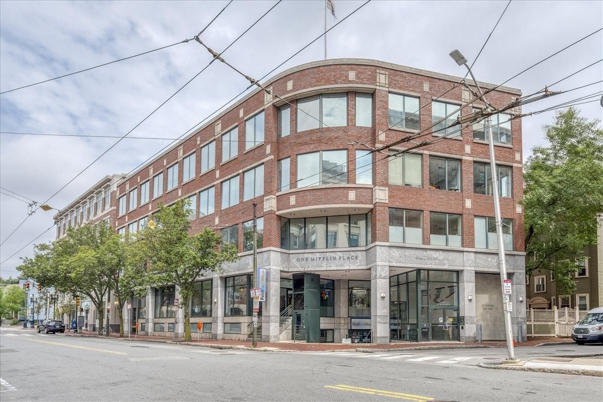 Exterior view of the brick facade building at One Mifflin Place.