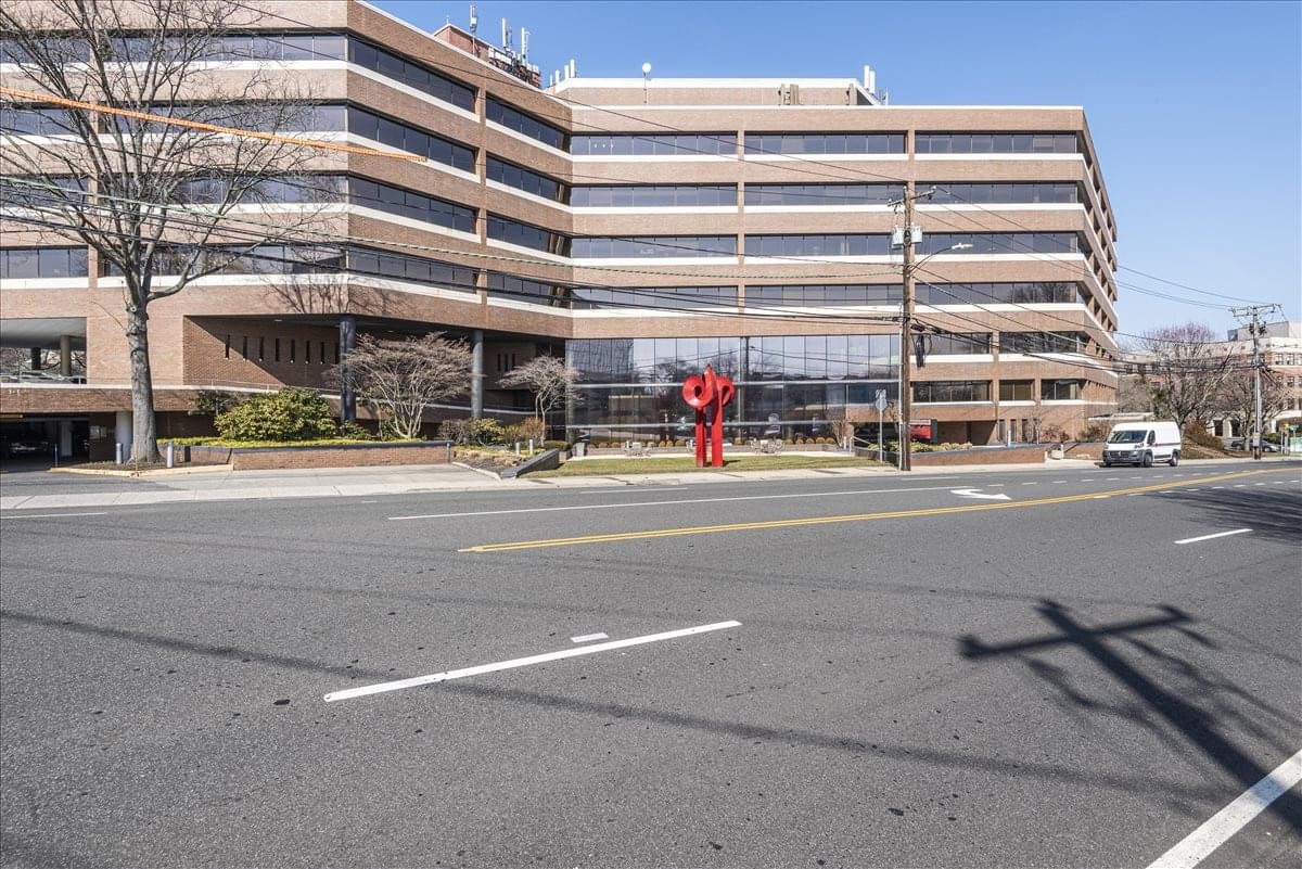 Exterior view of the multi-story brick facade at Soundview Plaza, 1266 E. Main Street.