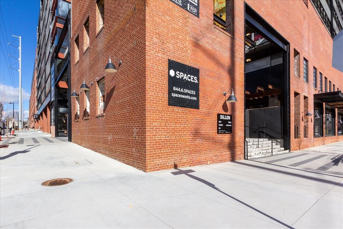 Exterior view of the brick facade and street entrance at The Dillon.