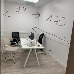 Private office room at 5021 Kingsway, Unit #114 featuring a white desk, chairs, and wall measurements.