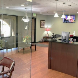 Professional reception area with front desk and seating at 10015 Old Columbia Rd, Suite B215, Columbia.