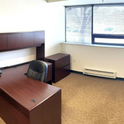 Private executive office with wooden desk and guest seating at 10015 Old Columbia Rd, Suite B215, Columbia.