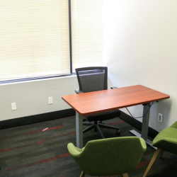 Sunlit office workspace with flexible seating and natural light, 1903 Central Drive, Bedford, Texas.