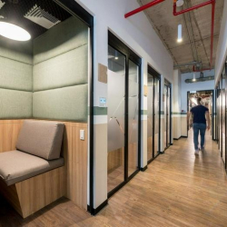 Office corridor featuring private phone booths, Club Golf Los Incas, Lima, Peru