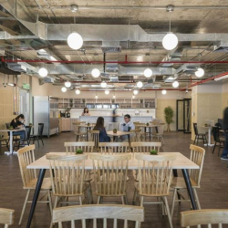 Large open-plan cafeteria with industrial lighting, Club Golf Los Incas, Lima, Peru