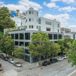 Exterior view of the multi-story Werqwise Telegraph Hill, Sansome Street, San Francisco building.