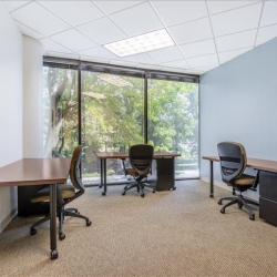 Open plan office layout with workstations and large windows, Clairemont Avenue Business Centre, Decatur, Atlanta