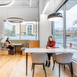 Cozy breakout seating area with natural light, Traverse Ridge Center III, Lehi, Utah