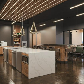 Modern breakroom and kitchen area at 4800 North Scottsdale Road, suite 4500.. Click for details.