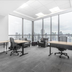 Corner office suite with floor-to-ceiling city views at Tower Financial Center.. Click for details.