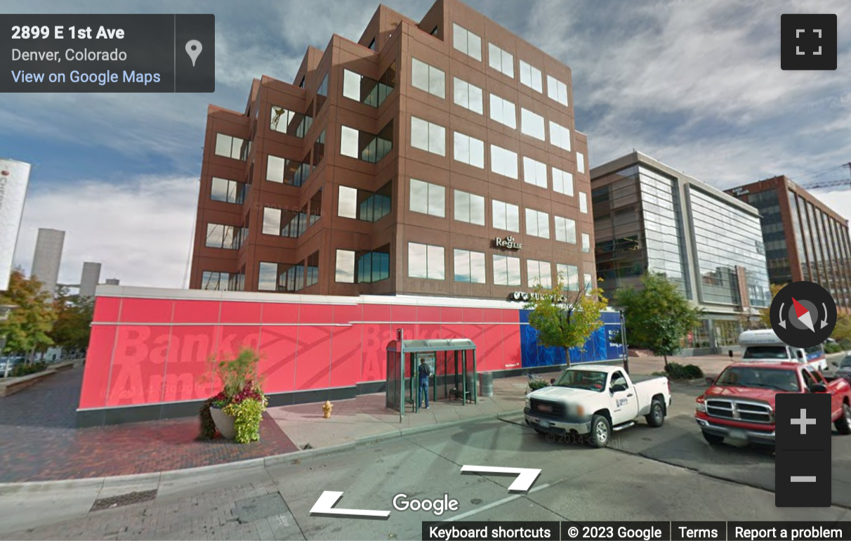 Street View image of 100 Fillmore Street, 5th Floor, Cherry Creek, Denver, Colorado, USA