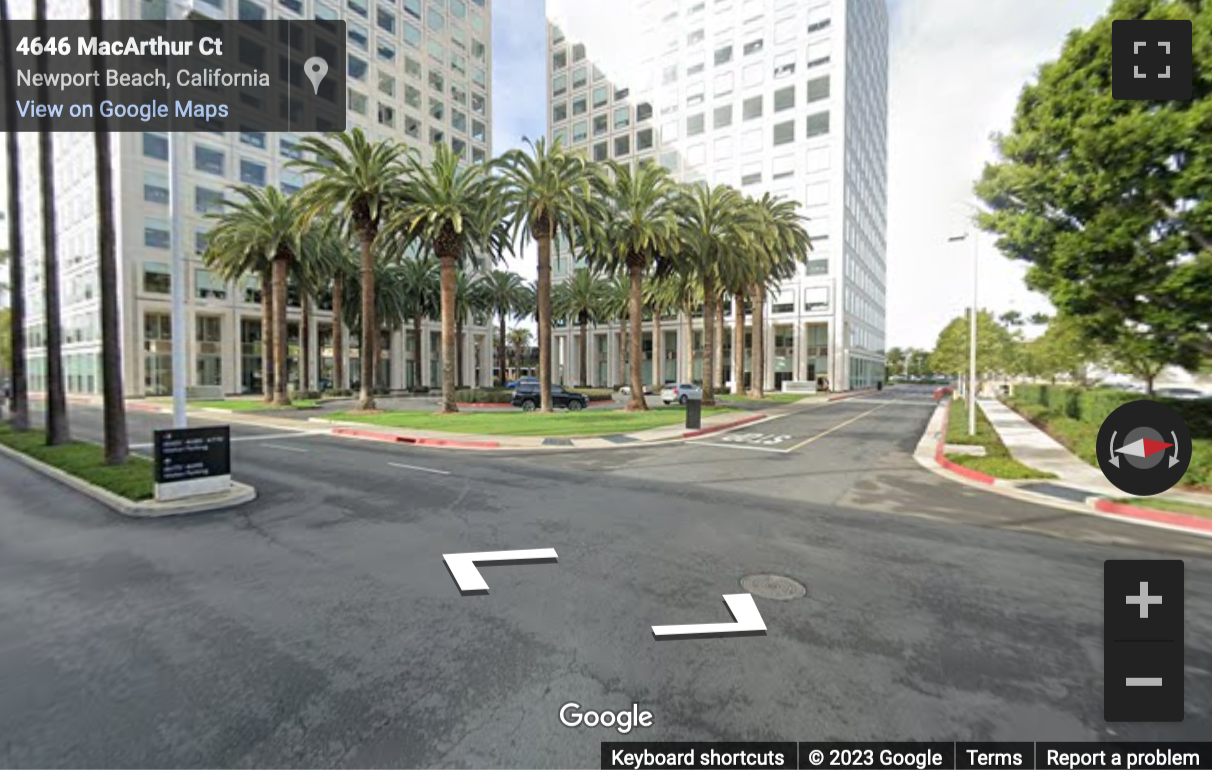 Street View image of 4695 MacArthur Court, Suite 1100, Newport Beach, California, USA