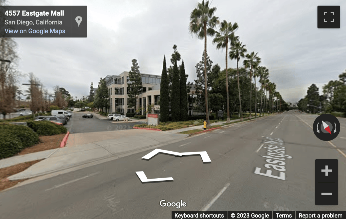 Street View image of 4445 Eastgate Mall, Sunroad Corporate Centre, Suite 200, San Diego, California, USA