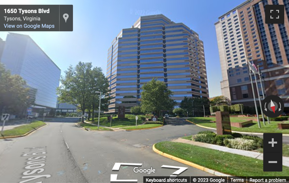 Street View image of 1750 Tysons Boulevard, Suite 1500, McLean, Virginia, USA